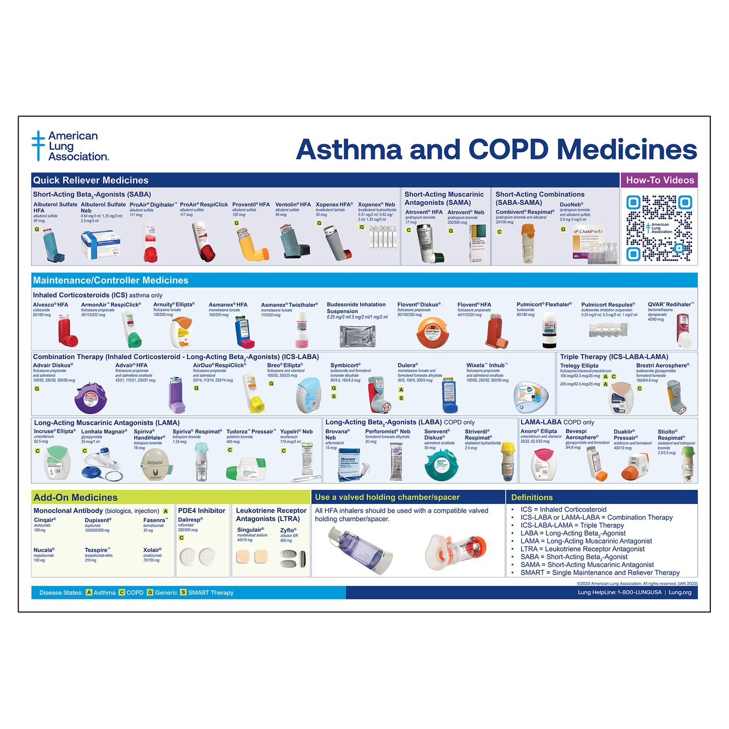 Asthma & COPD Medicine Chart (Laminated 5pk) – American Lung ...